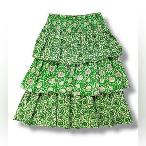 House of Harlow 1960 Tiered Floral Boho Smocked Midi Skirt